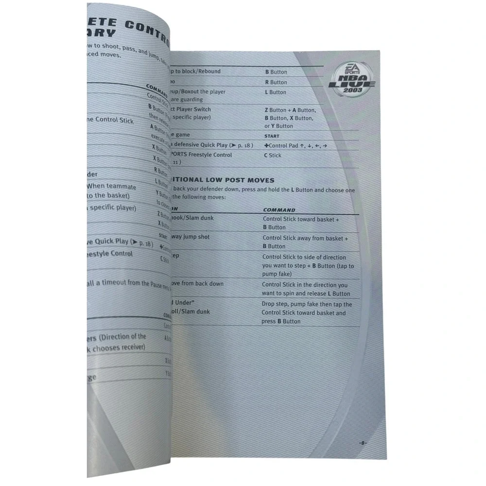 NBA Live 2003 Nintendo GameCube Instruction Booklet‎ Manual